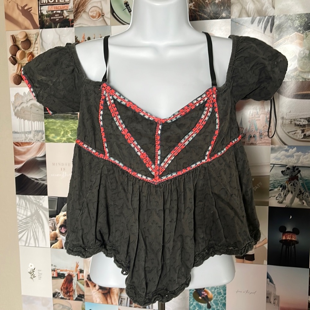 Textured off shoulder top